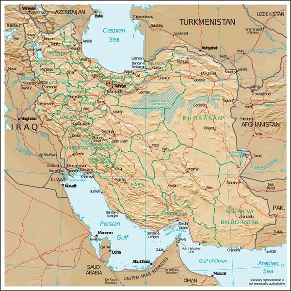 Iran physiography mapa — Wektor stockowy