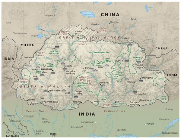 Mapa de Bhutaphysiography — Archivo Imágenes Vectoriales