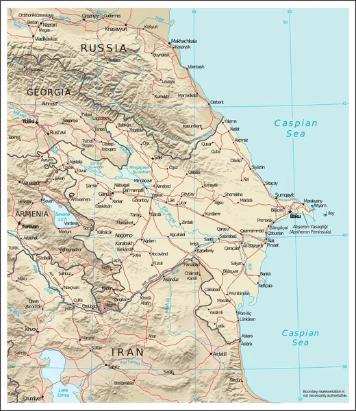 Azerbaycan physiography harita — Stok Vektör
