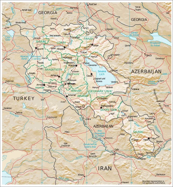 Armeniaphysiography mapę — Wektor stockowy