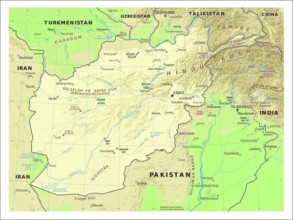 Mapa fisiográfico de Afganistán — Archivo Imágenes Vectoriales
