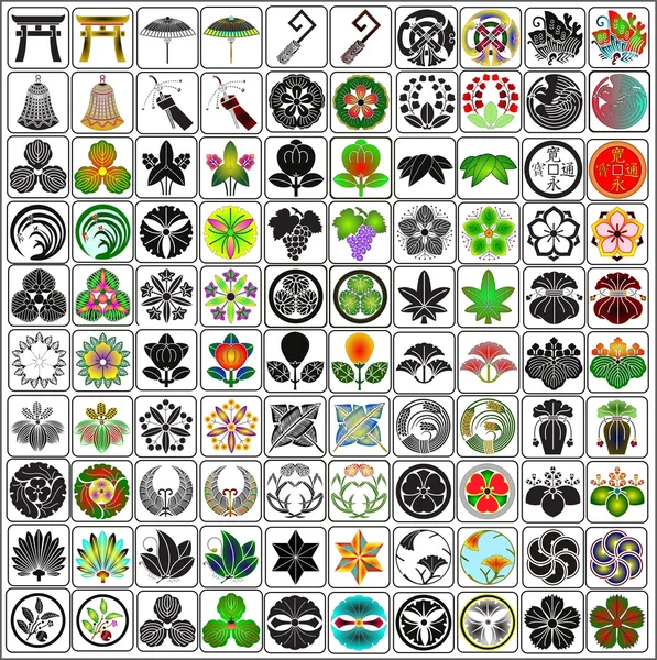 Crestas japonesas emblemas de la familia — Archivo Imágenes Vectoriales