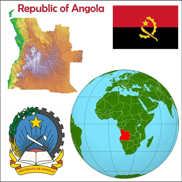 Kaart van de plaats van de hele wereld van Angola — Stockvector