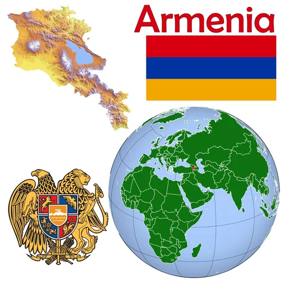 Kaart van de plaats van de hele wereld van Armenië — Stockvector