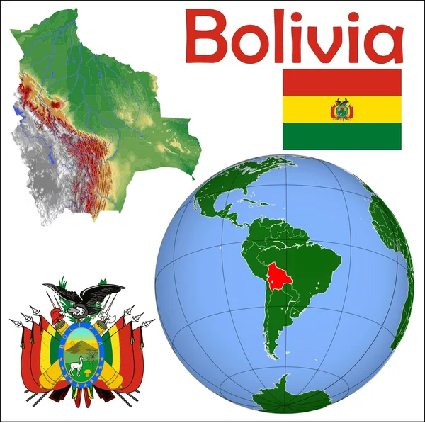 Mapa de Bolivia ubicación — Vector de stock