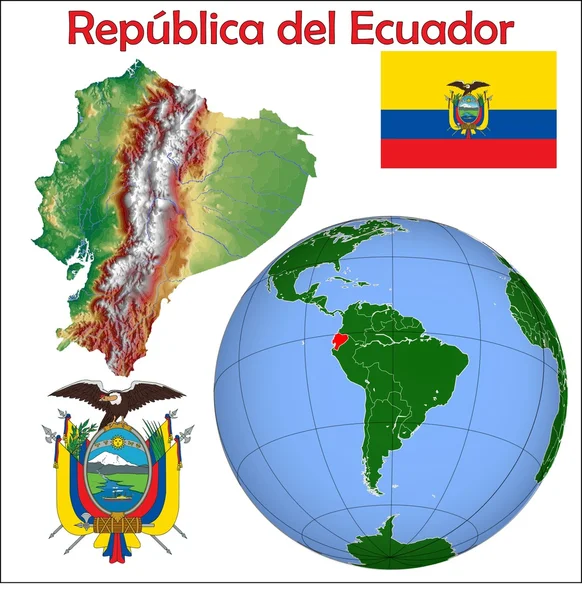 Mappa della posizione Ecuador globo — Vettoriale Stock