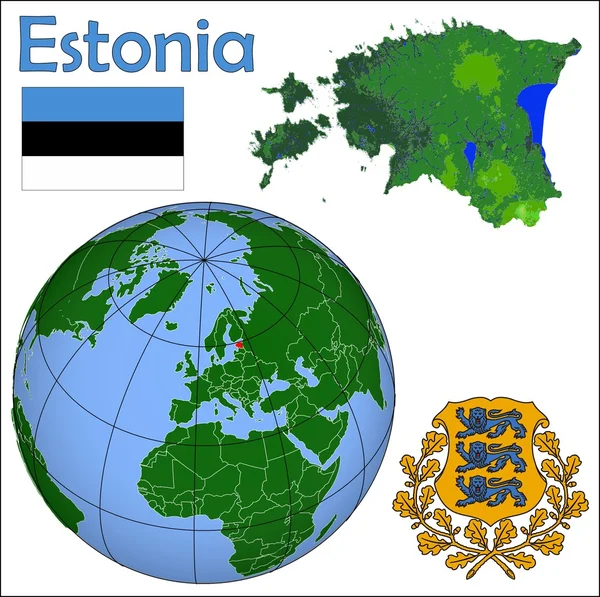 Estonia globe location map — Stock Vector