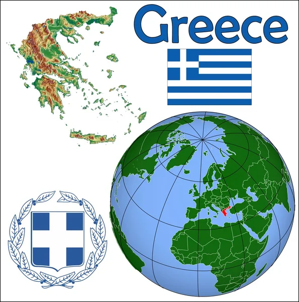 Greece globe location map — Stock Vector