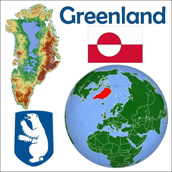 Mapa de ubicación de Greenlandl globo — Vector de stock