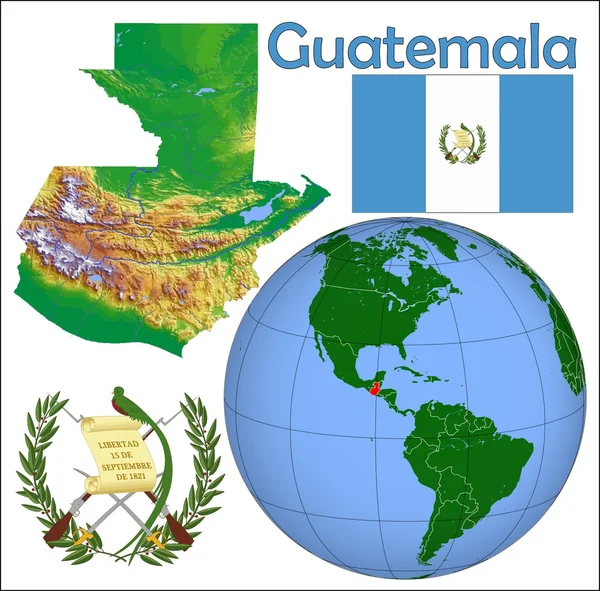 Guatemala dünya merkezinin haritası — Stok Vektör