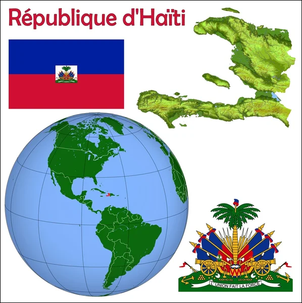 Mappa della posizione Haiti globo — Vettoriale Stock