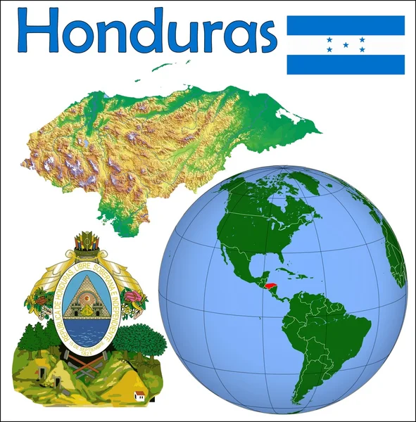 Hondurasl küre merkezinin haritası — Stok Vektör