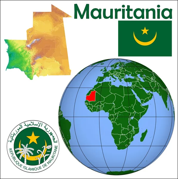 Kaart van de plaats van Mauritanië — Stockvector