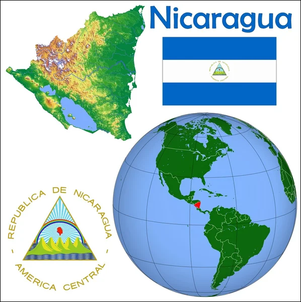 Nicaragua en el mapa del globo — Archivo Imágenes Vectoriales