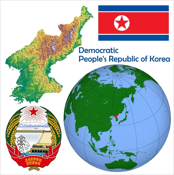 North Korea in globe map — Stock Vector