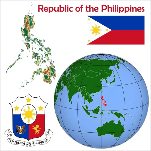 Philippine no mapa globo —  Vetores de Stock