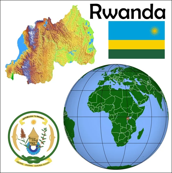 Rwan en el mapa del globo — Archivo Imágenes Vectoriales