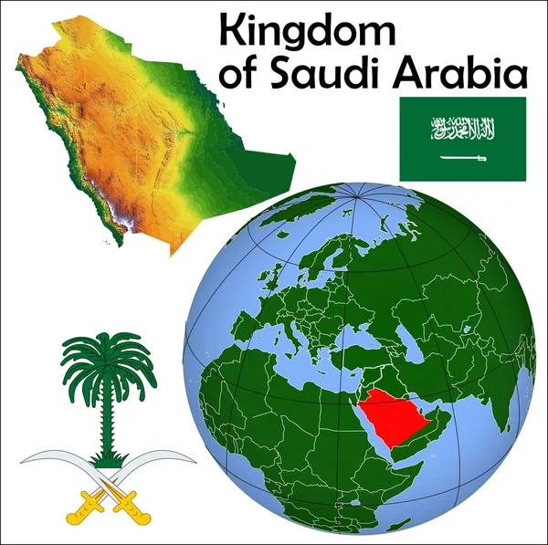 Saudi arabien in globalkarte — Stockvektor