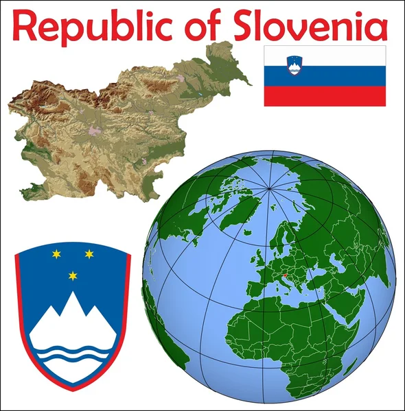 Esloveno no mapa globo — Vetor de Stock
