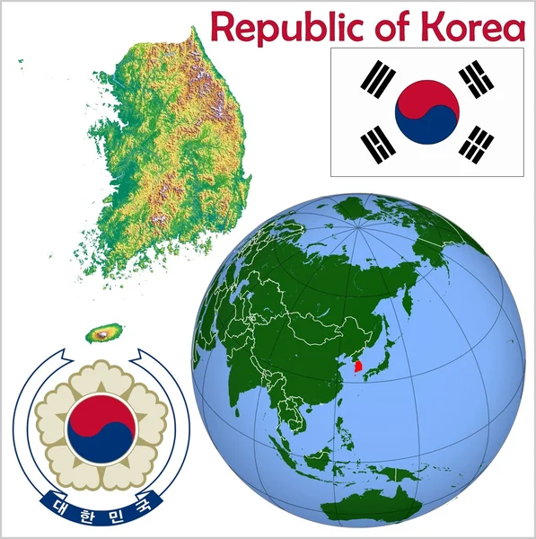 Coreia do Sul localização globo — Vetor de Stock