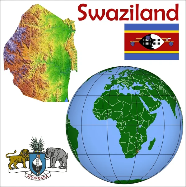 Swasiland Globus Standort — Stockvektor