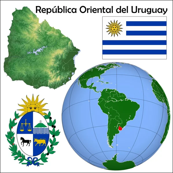 Urugua localização globo — Vetor de Stock