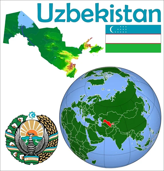 Posizione del globo uzbeko — Vettoriale Stock