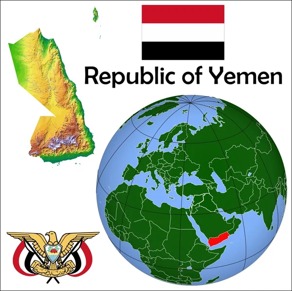 Lokasi dunia Yaman - Stok Vektor
