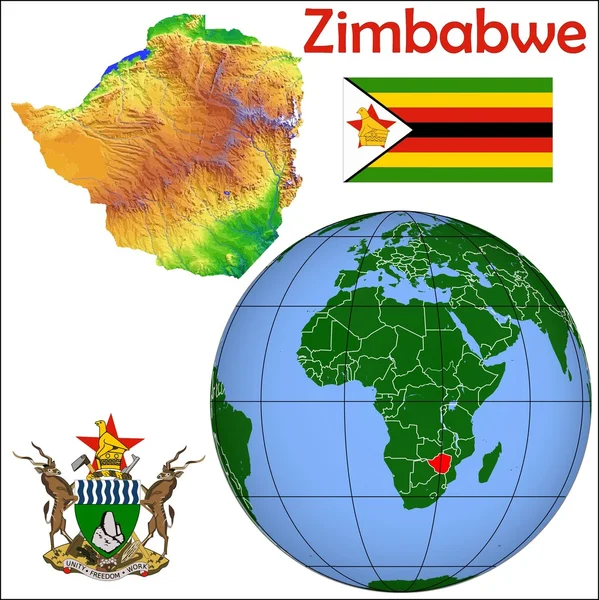 Zimbabwe posizione globo — Vettoriale Stock