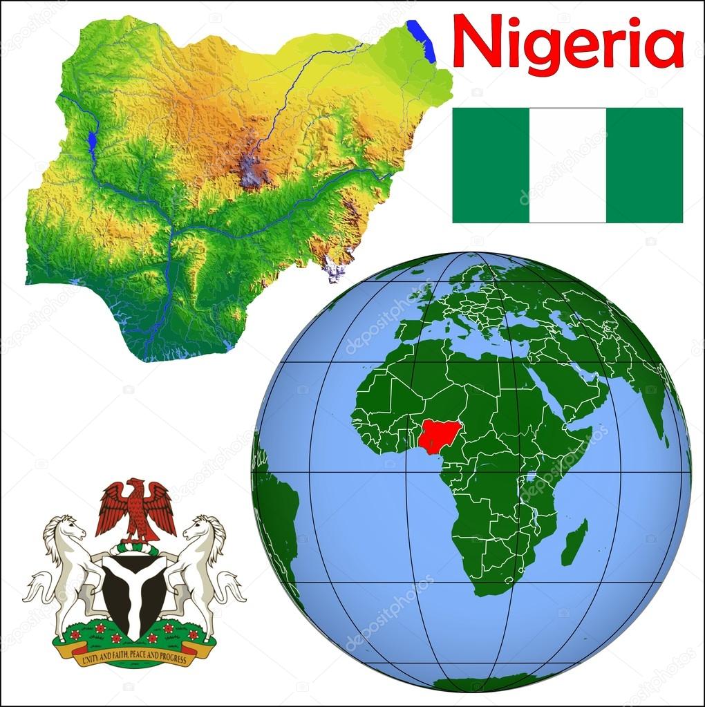 Nigeria in globe map