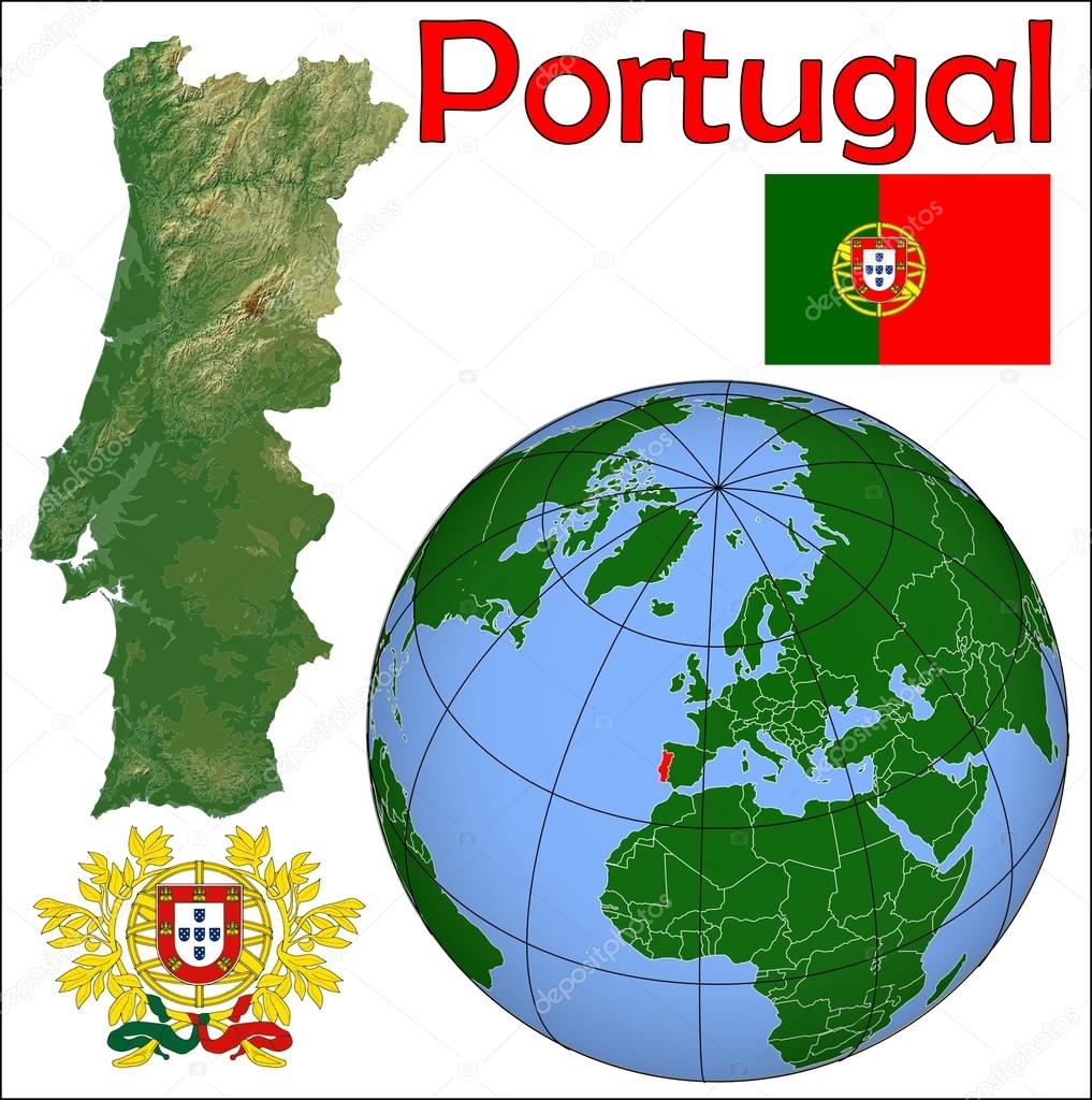 Portugal in de hele wereld kaart — Stockvector © JRTBurr ...