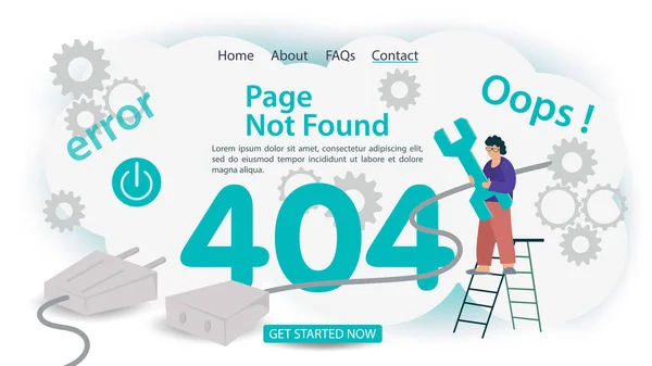 Oops 404 Error Page Tidak Ditemukan Banner Masalah Koneksi Internet - Stok Vektor