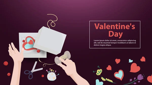 Feliz Día San Valentín Banner Ilustración Plana Para Diseño Vacaciones — Archivo Imágenes Vectoriales