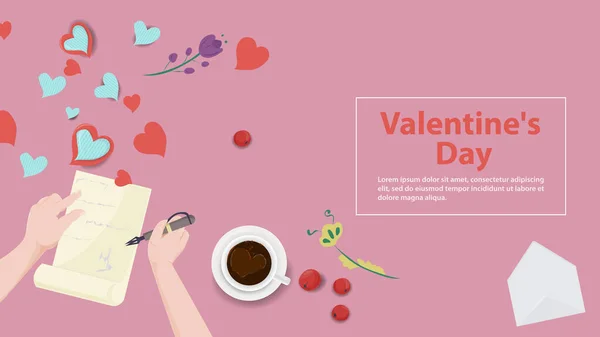 Feliz Día San Valentín Banner Ilustración Plana Para Diseño Vacaciones Ilustración De Stock