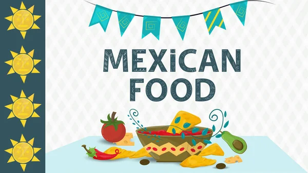 Ilustración Comida Mexicana Para Decoración Estilo Plano Nombre Del Pie — Vector de stock