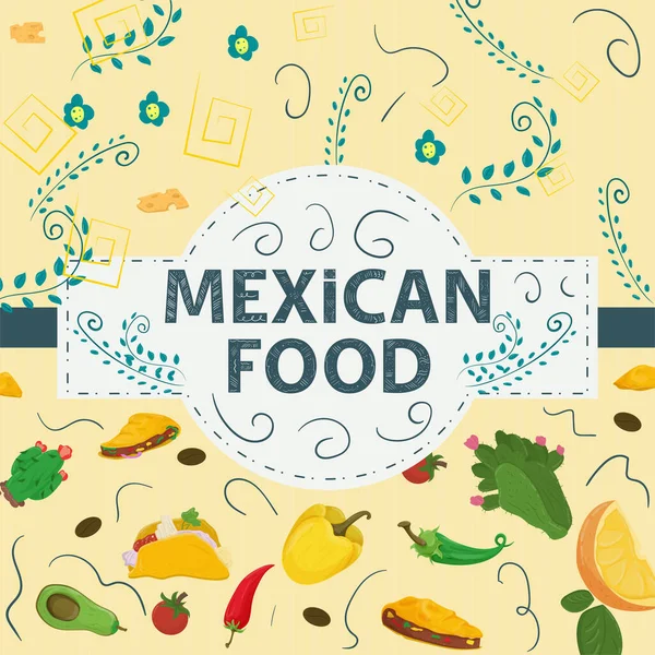 Una Etiqueta Pancarta Cuadrada Plana Sobre Tema Comida Mexicana Una — Archivo Imágenes Vectoriales