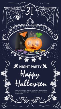 Klasik etiket, Cadılar Bayramı davetiyesi, çerçeveli şekerli balkabağı.