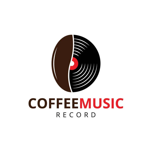 Wzór Logo Płyty Coffee Music Ziarnami Kawy Gramofonem Ilustracja Wektora — Wektor stockowy