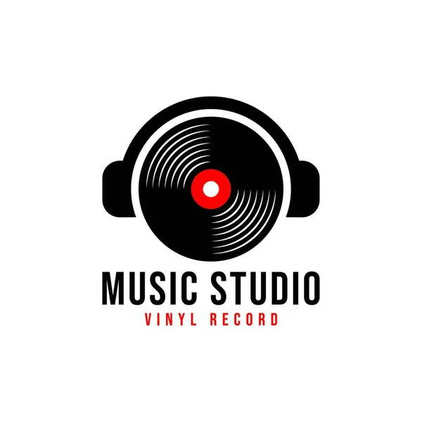 Fejhallgató Music Studio Recording Logo Design Inspiráció — Stock Vector