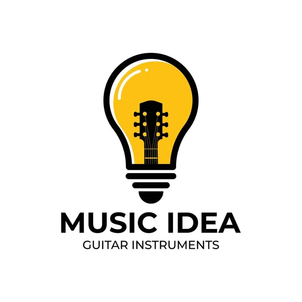 Moderno Lâmpada Guitarra Música Criativa Inovação Ideia Logo Design Vector — Vetor de Stock