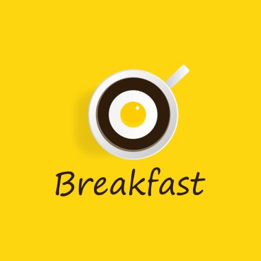 Kahvaltı logosu konsepti kahve ve yumurta vektör çizimi
