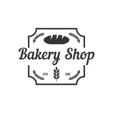 Fırın logosu şablonu, vektör çizimi. Pastane amblemi, antika tarzı.