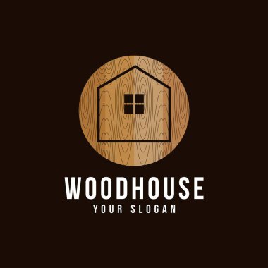 Ahşap ev çizimi. Ev logosu tasarımı.
