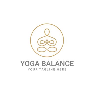 Soyut geometrik logotype doğrusal yoga kişisi dengesi