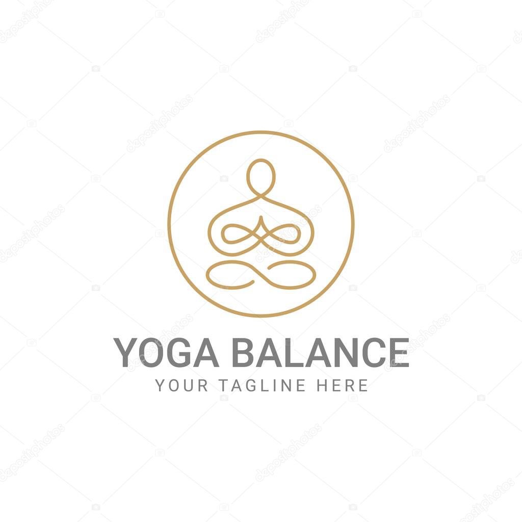 Abstract geometric logotype linear icon yoga person balance