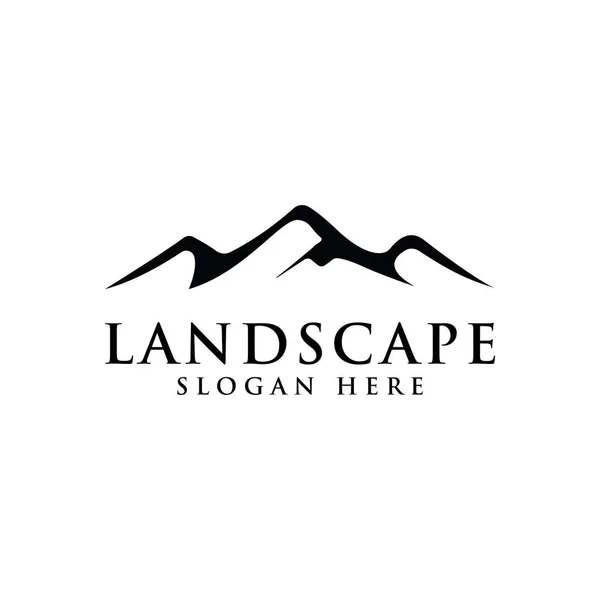 Minimalist Landscape Hills, Mountain Peaks River Creek Simple logo design Vector