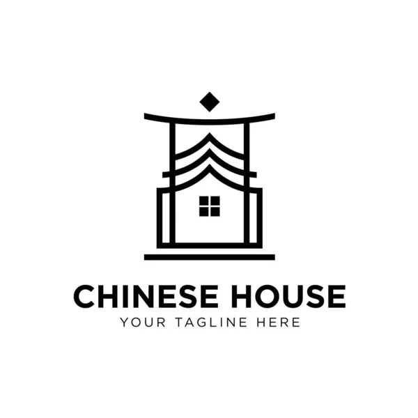 Chinees Huis Logo Concept Ontwerp — Stockfoto