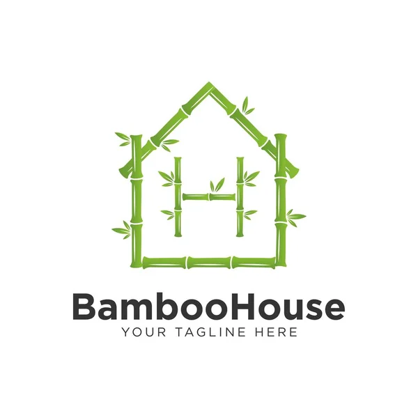Grünes Bambushaus Logo Design Mit Dem Buchstaben Bambus Logo Konzept — Stockfoto
