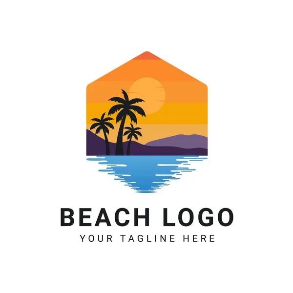 海滩和岛屿标志设计 海滩图标矢量设计 — 图库照片