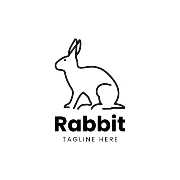 Konijn Lijn Kunst Logo Ontwerp Minimal Line Art Outline Rabbit — Stockfoto
